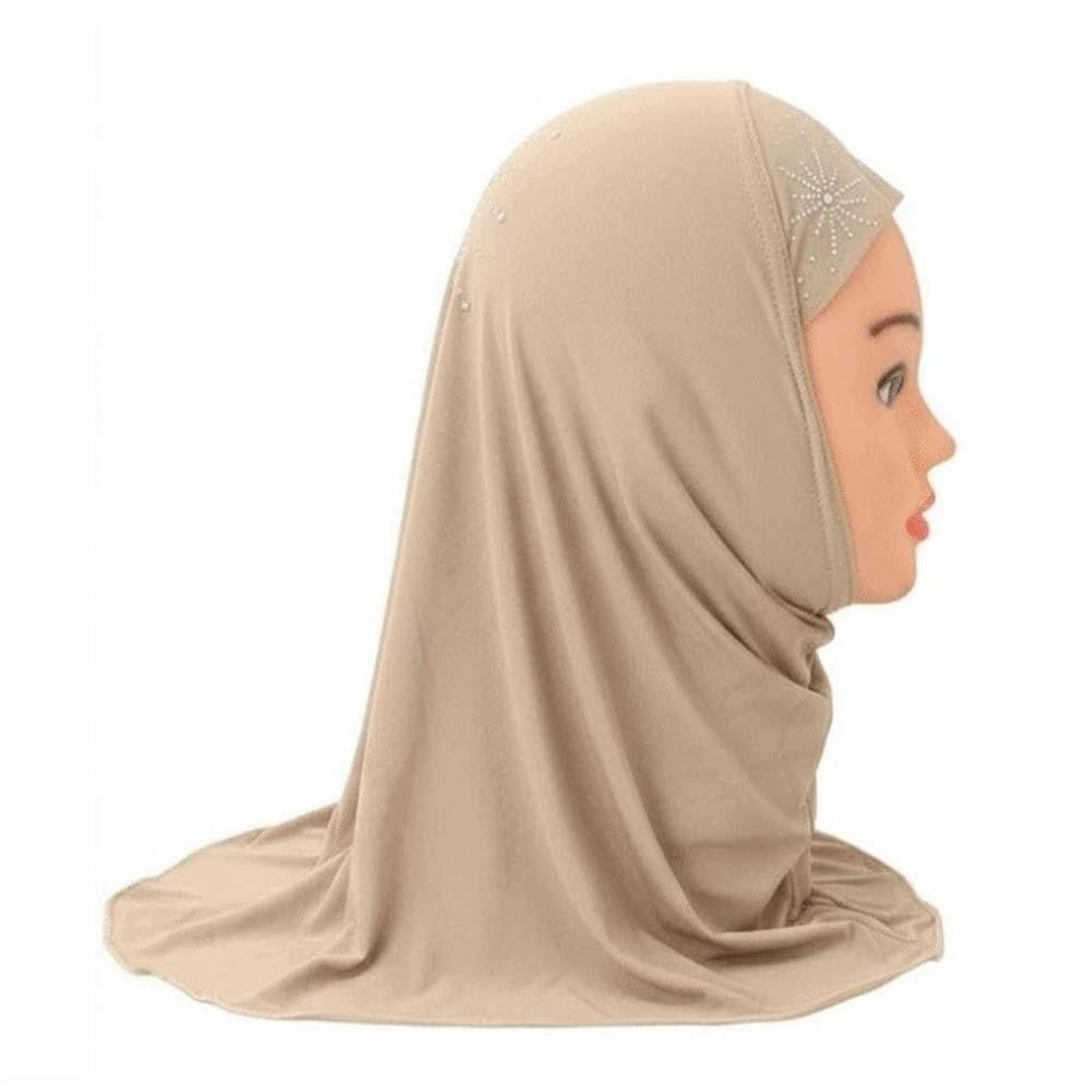 Breathable Instant Hijab Pre-Stitched Design Elastic Chin Support Girls Rhinestone Headscarf Non-Slip Fit Lightweight and Soft