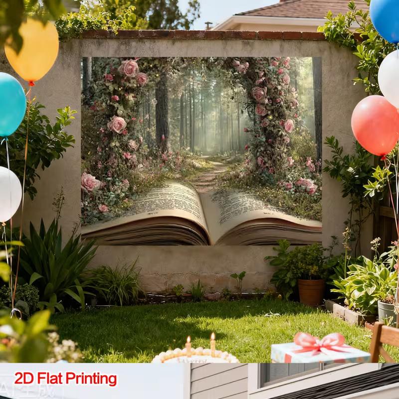 2D Magical Storybook Forest Backdrop Enchanted Rose Path Photography Background Cloth