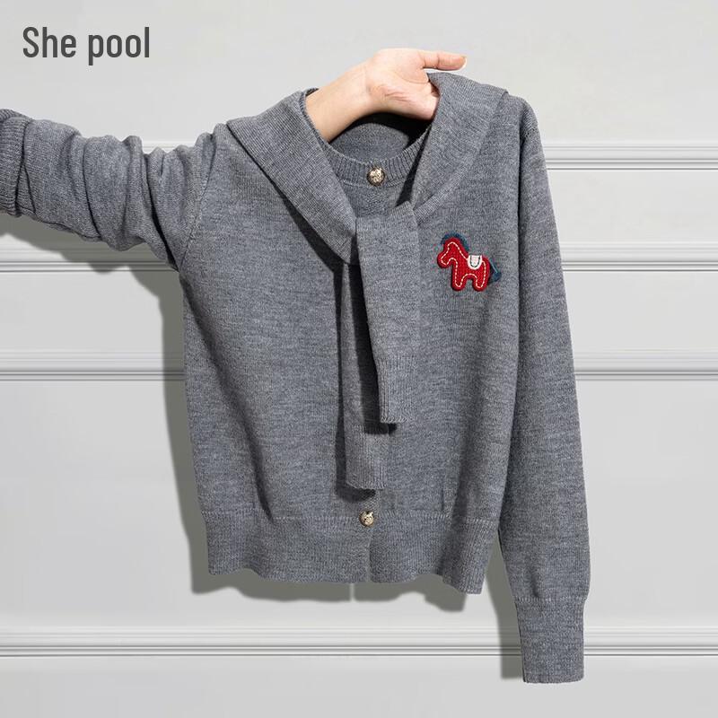 Women s Little Horse Patch Knit Cardigan S