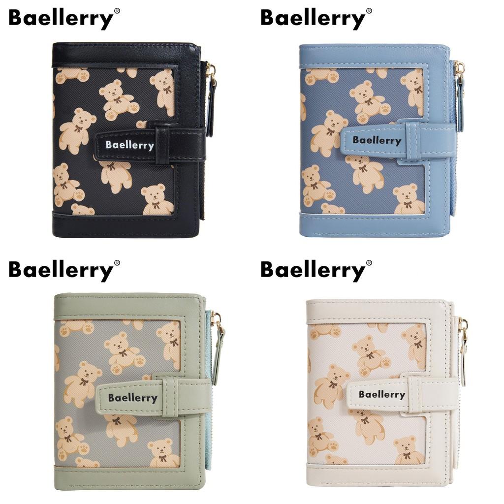 Baellerry Girl Short Wallet With Cartoon Bear Design And Coin Pocket For Daily Use