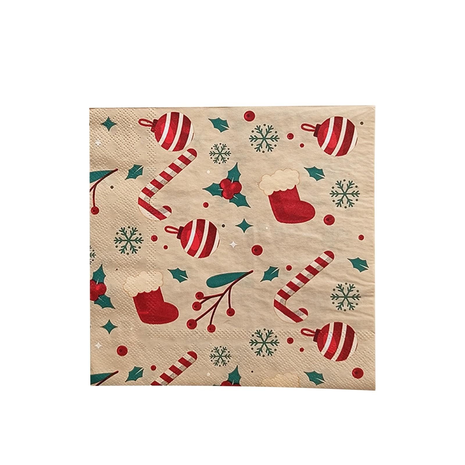 

20 листов салфеток с рождественским принтом, подходящих для западных ресторанов и пекарен One Size красный