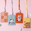 Card Pouch Convenient Cartoon Design Cute Multifunctional Bus Card Protector with Lanyard