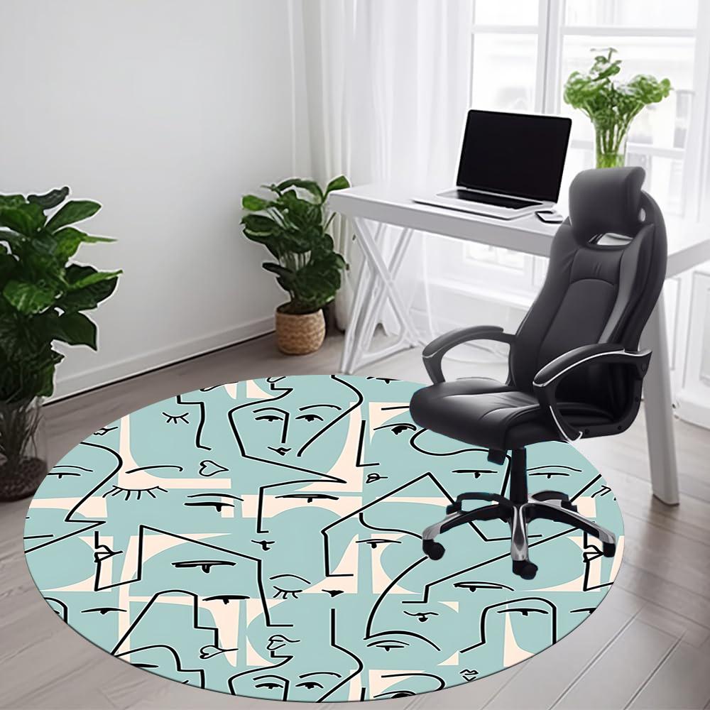 1pc Abstract Faces Office Round Area Rug, Indoor Mat Suitable ForOffice, Under Office Chairs Bedroom Living Room Home Decor, Room Decot221