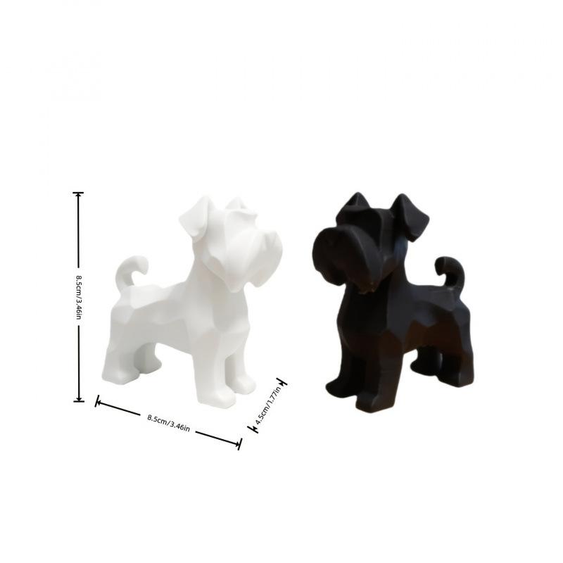 Schnauzer Dogs Figurines 3D Printed Resin Dogs Statue Minimalist Ornaments Home Decor for Living Room Bedroom Office Pets Gifts