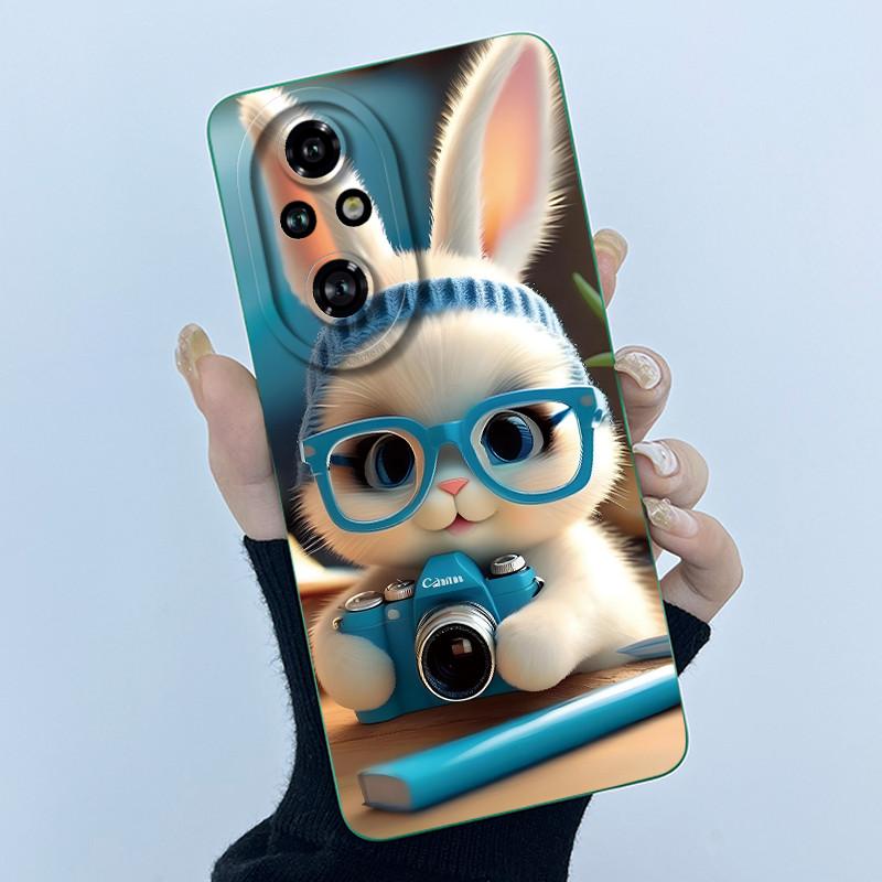 Cartoon Case For Honor 200 100 Honor200 Honor100 Pro Lite 5G Liquid Silicone Camera Lens Protector Phone Case Soft Back Cover