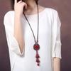Ethnic Style Pure Handmade Sweater Chain Long Accessories Red Pendant Antique Versatile Wholesale Jewelry Necklace Hanging Women's Jewelry