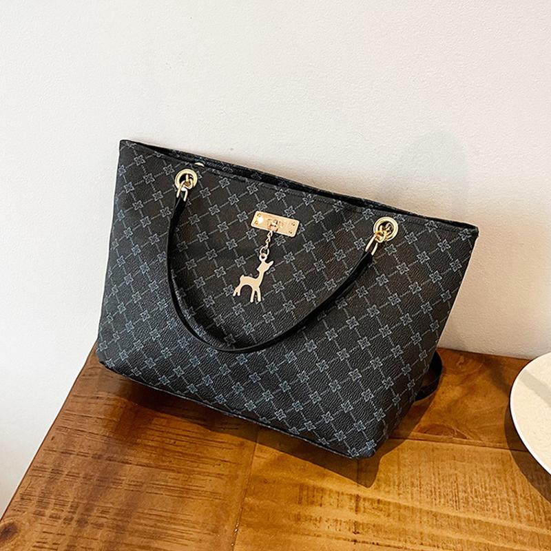 Women's Large Capacity Tote Bag Design Handbag Trendy Shoulder Purse with Printing Pattern for Shopping