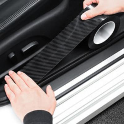 Car Threshold Strip, Anti Step Sticker, Universal Pedal Decorative Strip, Carbon Fiber, 5D Pattern, Bumper Door Collision Sticker