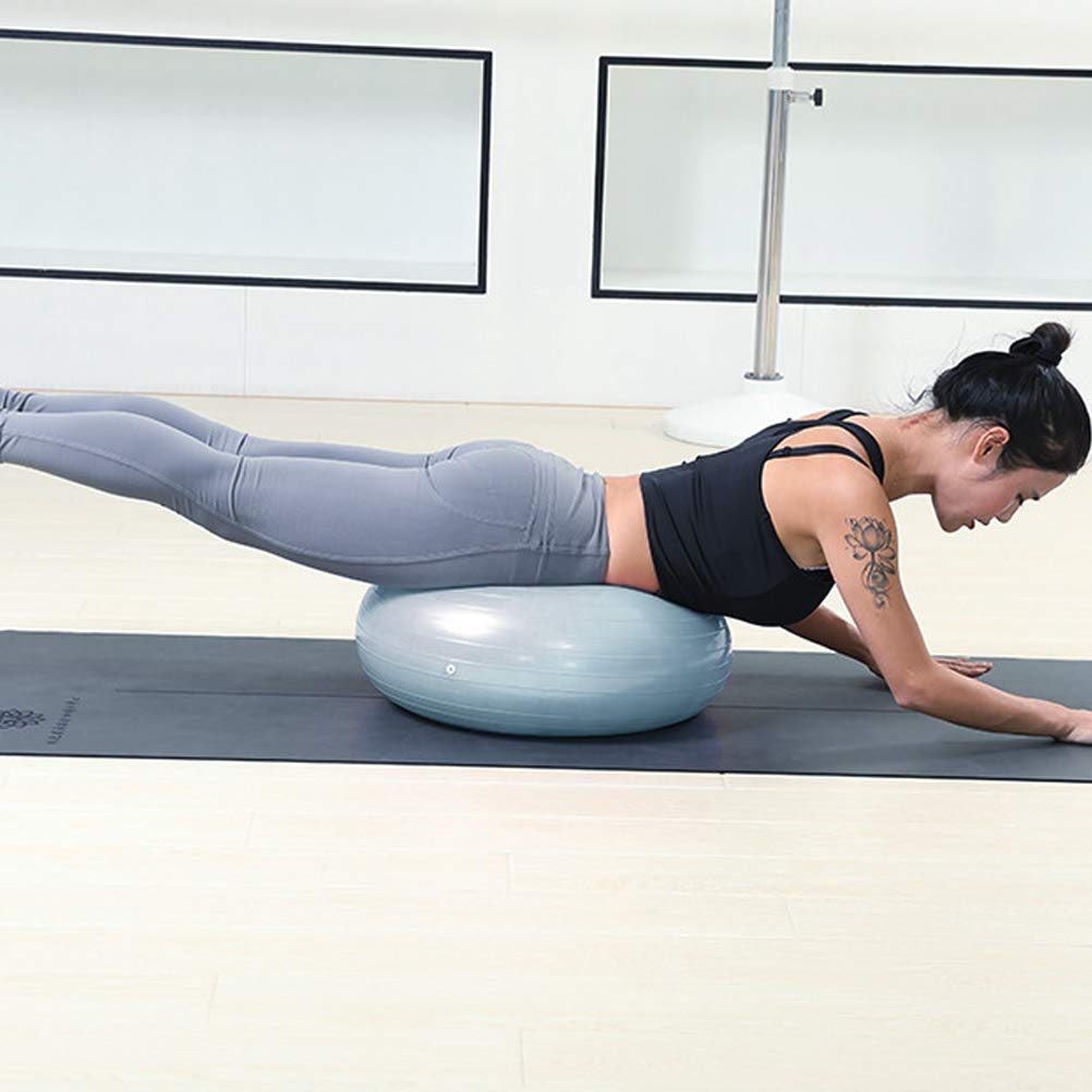 Ongwan Balance Ball, Donut Shape, Yoga Ball, Core Training, Balance Training, Inflatable, Pump Included, 50cm (Blue)