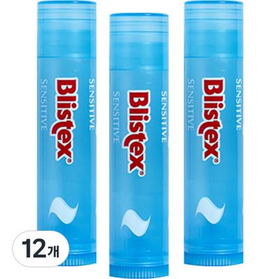 Blistex Sensitive Lip Balm, Unscented, 4.25g, 12 Pieces