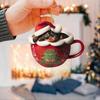 Jamnik Ozdoba Świąteczna Szczeniak w Kubku Ozdoba na Choinkę 2D Akryl Jamnik Dekoracja do Zawieszenia Prezenty dla Miłośników Psów