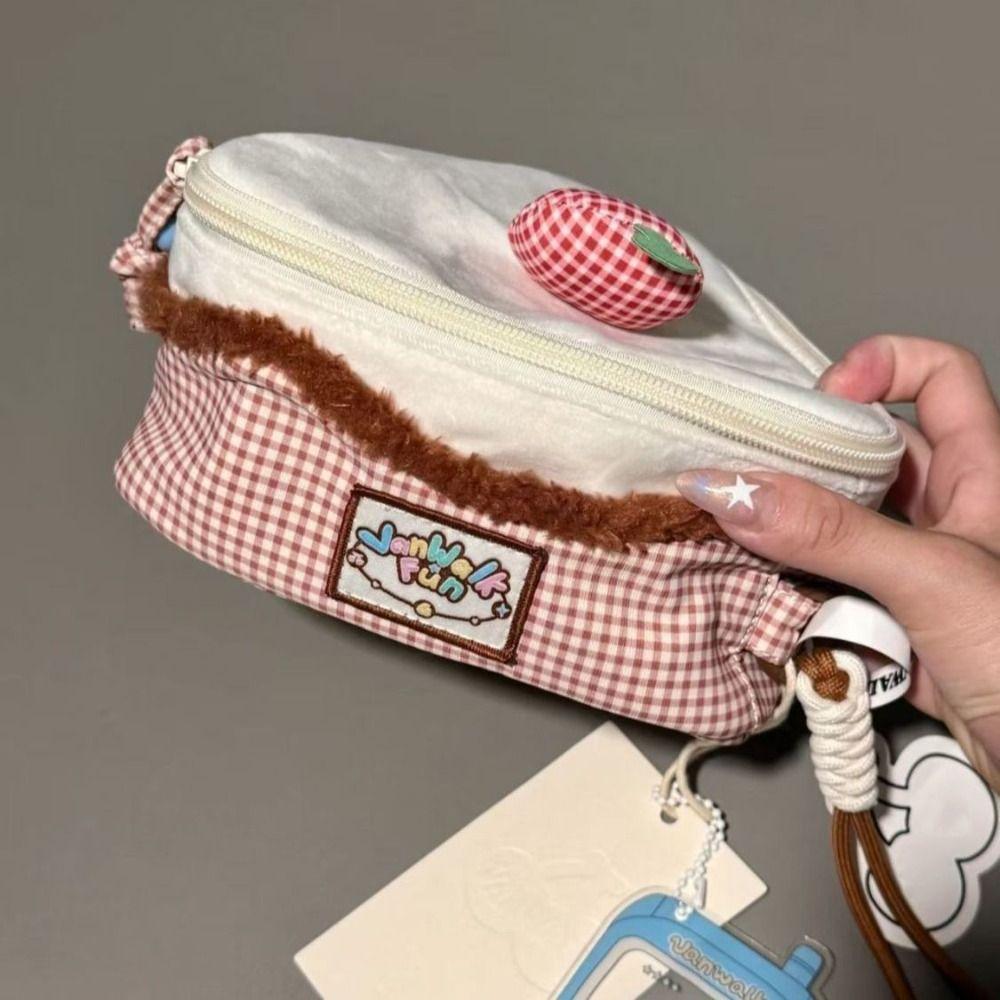 Multi-functional Cherry Makeup Bag Large-capacity Flip Design Cosmetic Pouch Triangular Cake Camera Bag Travel