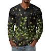 Men's Fashion Printed V-Neck Casual Long-Sleeved T-Shirt Bottoming Shirt Top