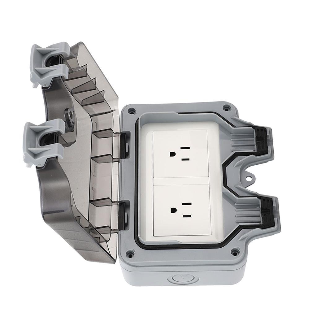 Outdoor IP66 Waterproof Wall Power Socket 2 Sockets Rainproof Charging Outlet   15A