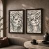 Abstrakte Wandkunst Schwarz und Weiß Hübsches Mädchen Totenkopf Make-up Leinwandbild Moderner Stil Poster Drucke Wohnzimmer Wanddekor