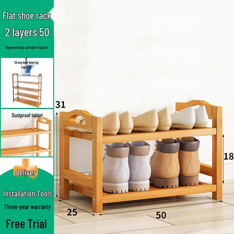 Wall-Mounted Bamboo Shoe Rack: Space-Saving, Dustproof, Multi-Layer Storage for Entryway