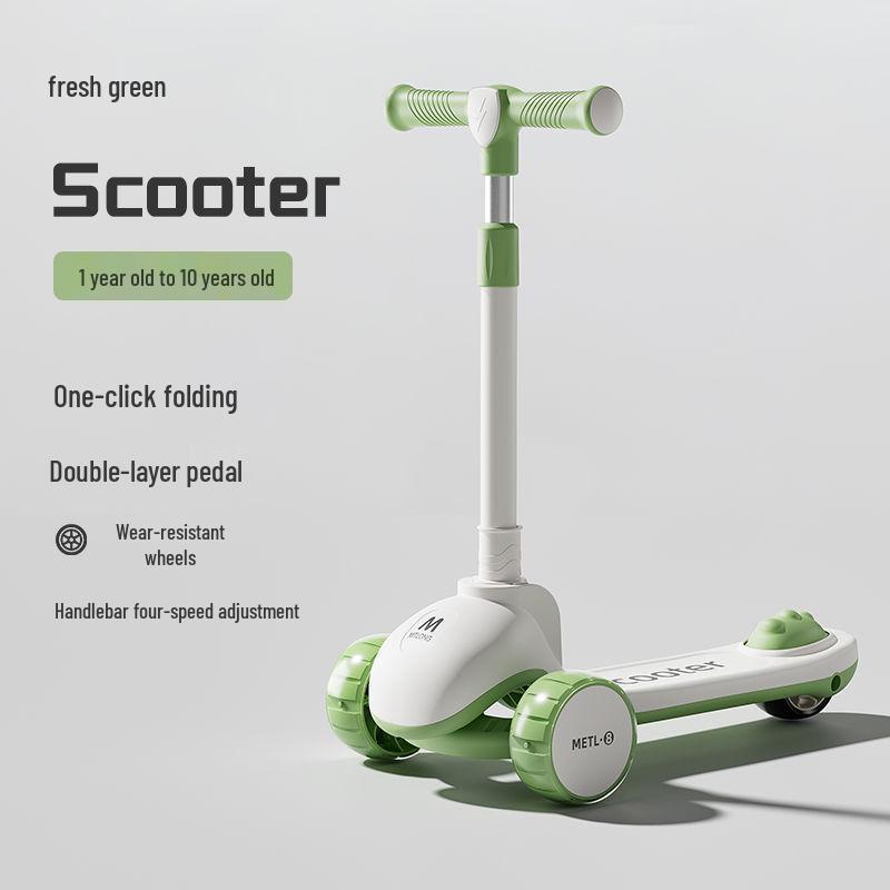Folding Kids' Scooter with Seat, Ages 1-10, for Boys and Girls