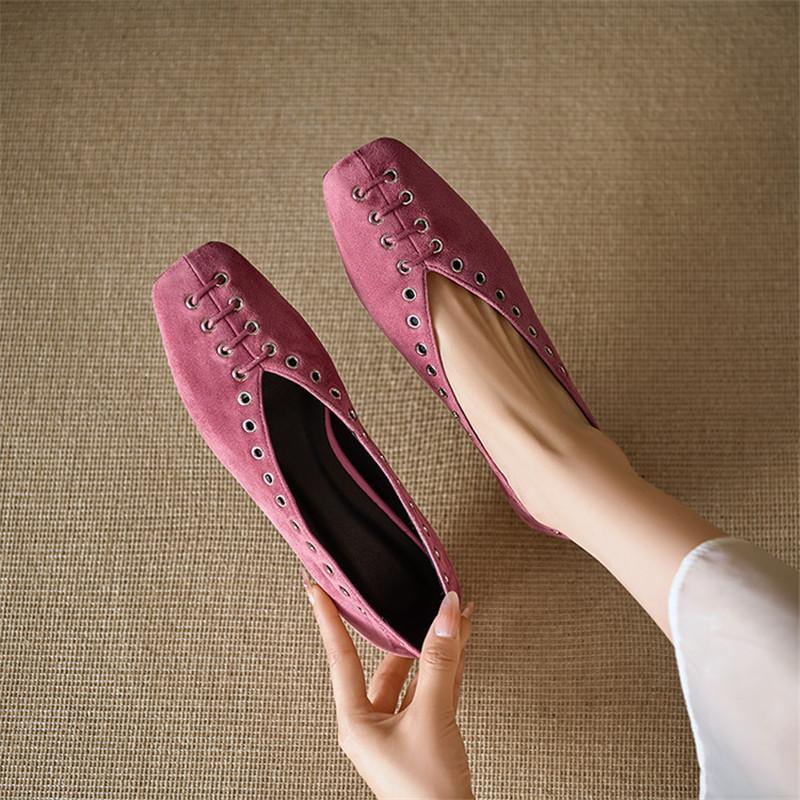 Fashion New Spring/autumn Sheep Suede Woman Shoes Square Toe Women Pumps Shoes for Women Fashion Hollow Out Loafers Low Heel Shoes