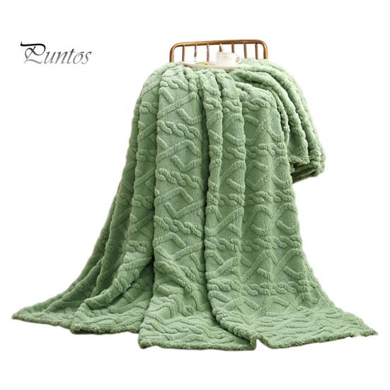 Nap Throw Blanket Double-sided Solid Color Thick Plush Three-Dimensional Embossing Machine Washable Office Home Bed Sofa Travel Cozy Warm Winter