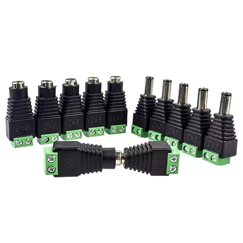 5 Pairs DC 12V Male Female Connectors 2.1*5.5mm Power Plug Adapter Jacks Sockets Connector For Signal Color LED Strip Camera