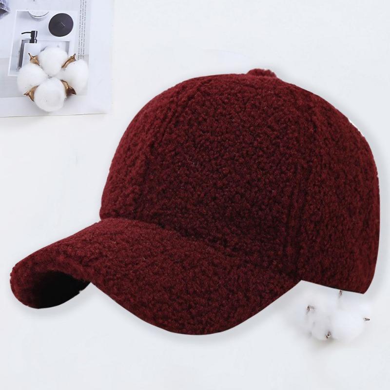 Autumn and Winter Lamb Wool Baseball Cap Warm Fashion Light Board Cap Embroidery Letter Hat