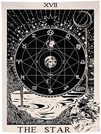 Indian Consigners Tarot Cards Tapestry Black & White The Sun Small Cotton Posters Medieval Europe (100 CM x 75 CM) (The Sun B/W)