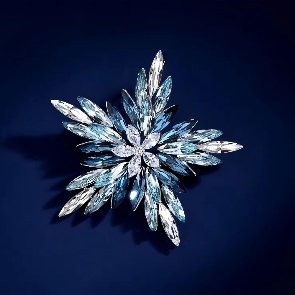 Creative Star Pins Blue Purple Women Brooches Badge Fashion Snowflake Flower Brooch  Gift