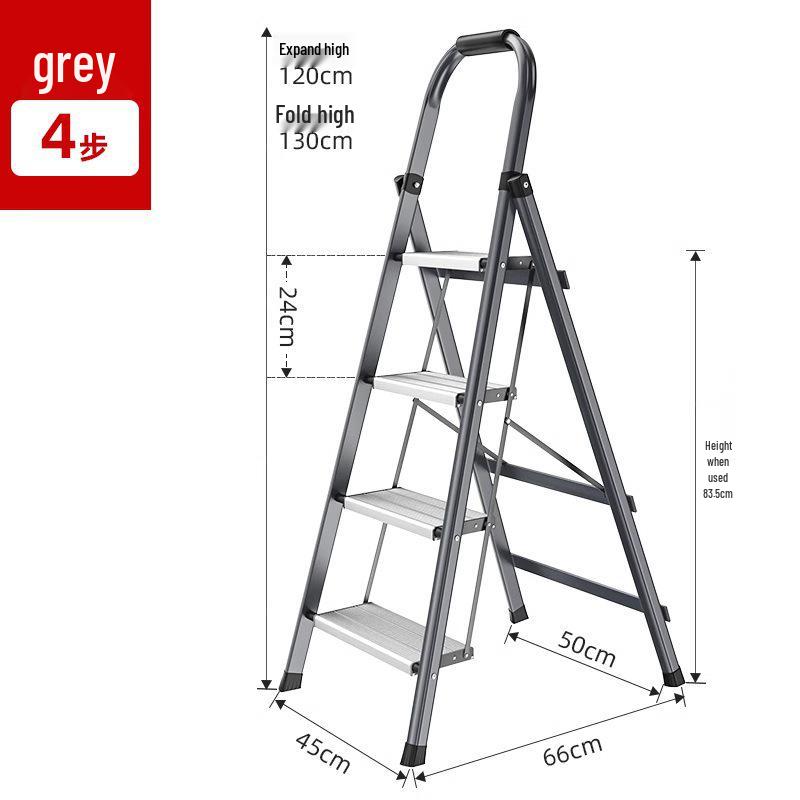 Four-Step Folding Telescopic A-Frame Ladder for Indoor Use