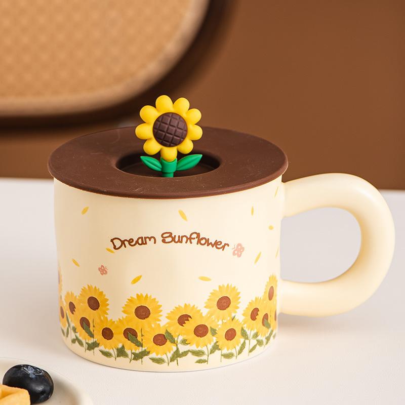 

Милая креативная кружка-цветок, керамическая кружка с подсолнухом, ретро-сувенирная кружка для дома, подарочная кружка для воды 301-400ml