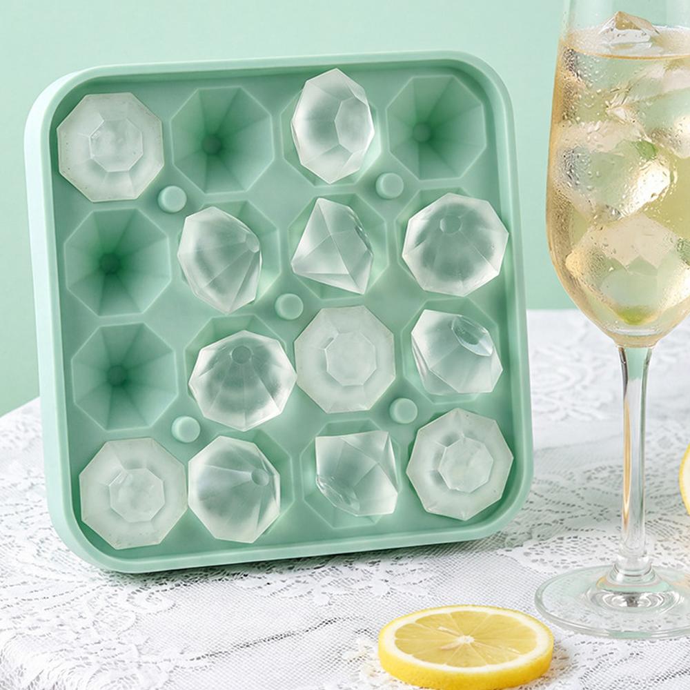 Tiny Diamond Ice Molds , Small Diamond-Shaped Silicone Ice Cube Trays 16 Cubes Per Tray, Easy Release, BPA-Free and Stackable