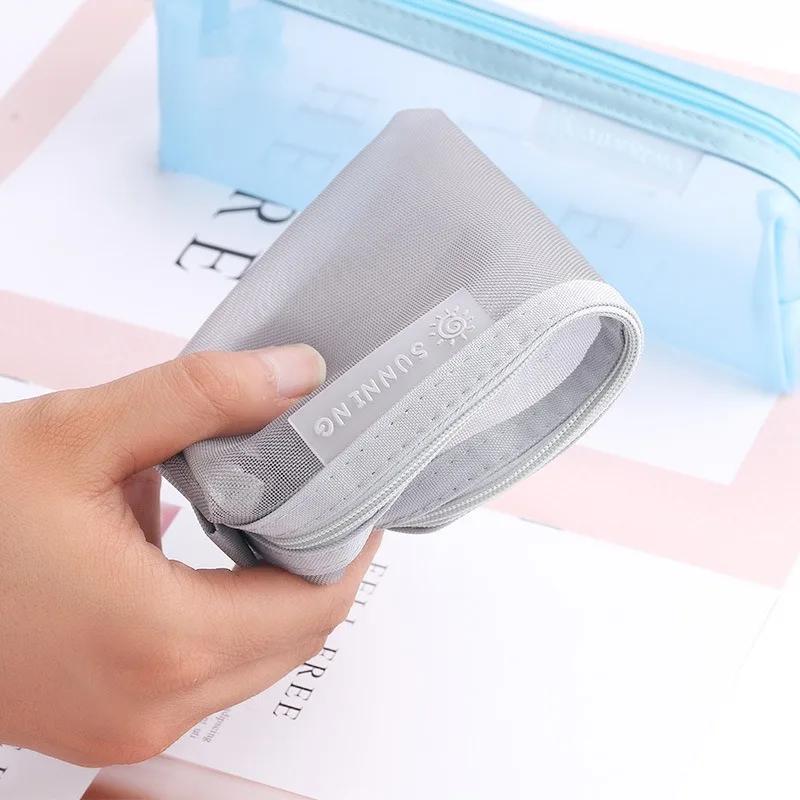 Mesh Pencil Case Large Capacity Pencil Pouch Transparent Multifunction Pencil Bag Organizer Office School Supplies Stationery