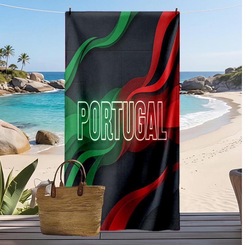 Asciugamano da Spiaggia Stampa Calcio Portogallo Asciugatura Rapida Super Assorbente Morbido Asciugamano da Bagno per Nuoto Spiaggia Viaggio Souvenir Regalo