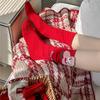 Women's Christmas Red Cartoon Mid-Calf Socks for Autumn and Winter