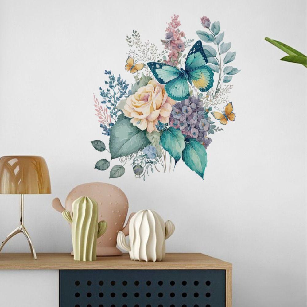 Removable Flower Butterfly Toilet Stickers Mildew-proof Toilet Lid Decals  Cabinet