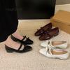 Fashion Elegant Bowknot Leather Ballet Flats Woman Premium Low Heel Mary Jane Shoes Ladies Brand Design Casual Bows Shallow Loafers