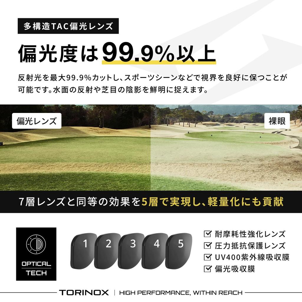 [TORINOX] Men's Polarized Sunglasses for Driving, Ultra-Lightweight, UV400 Protection, for Golf, Fishing, and Sports (BLACKPolarized Photochromic