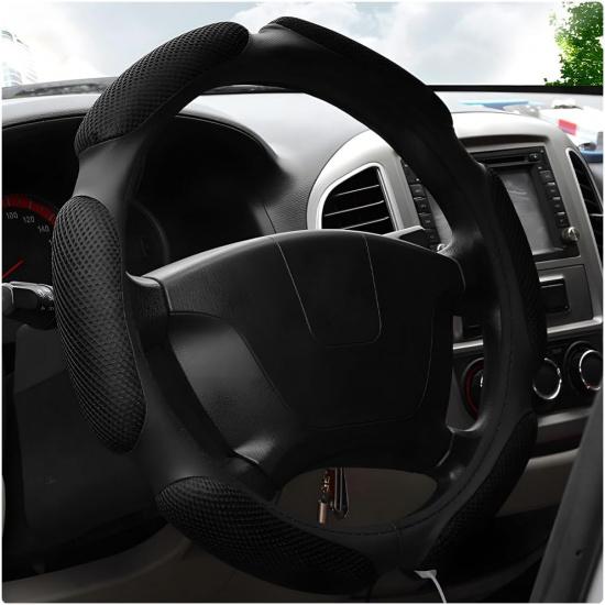 Car Steering Wheel Cover, 15" Anti-Slip Steering Wheel Protector Soft Hand Pad Cushion, Breathable Ice Silk Auto Wheel Wraps Comfy Grip All-Season