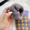 Warm gloves, women's autumn and winter knitted wool, contrasting colors, plaid, velvet, half fingers, half fingers, half fingers, students