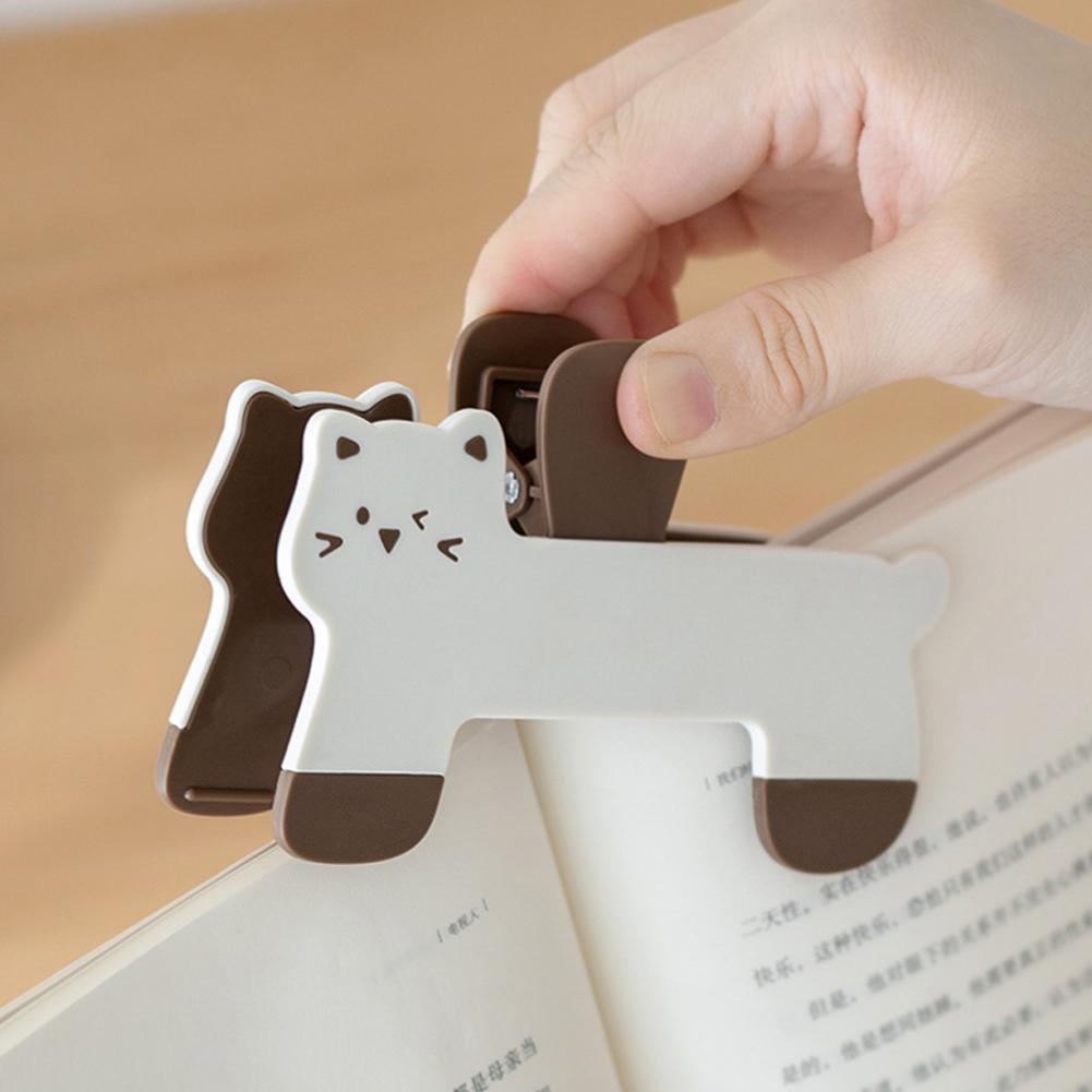 Cat Shape Plastic Book Clip Portable Reading Page Holder Bookmark for Book Lovers College Students Stationery Supplies