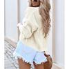 Ladies Casual Wrap Shoulder Autumn Winter New Style Outerwear Sweater Short Jacket Pure Color Open Cardigan Top