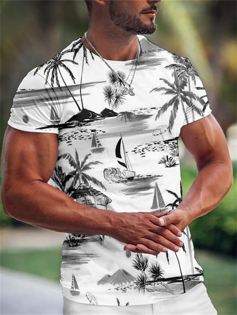

Літня гавайська чоловіча футболка з 3d-принтом із зображенням дерева, модна футболка з короткими рукавами, оверсайз, вуличний одяг, футболки M