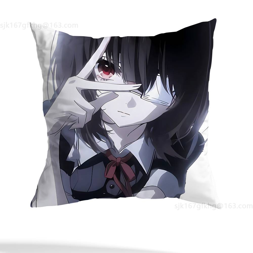A-Another Mei Misaki Pillow Case Square Double-Sided Printing Short Plush Sofa Cushion Cover Bedroom Bedside Pillow