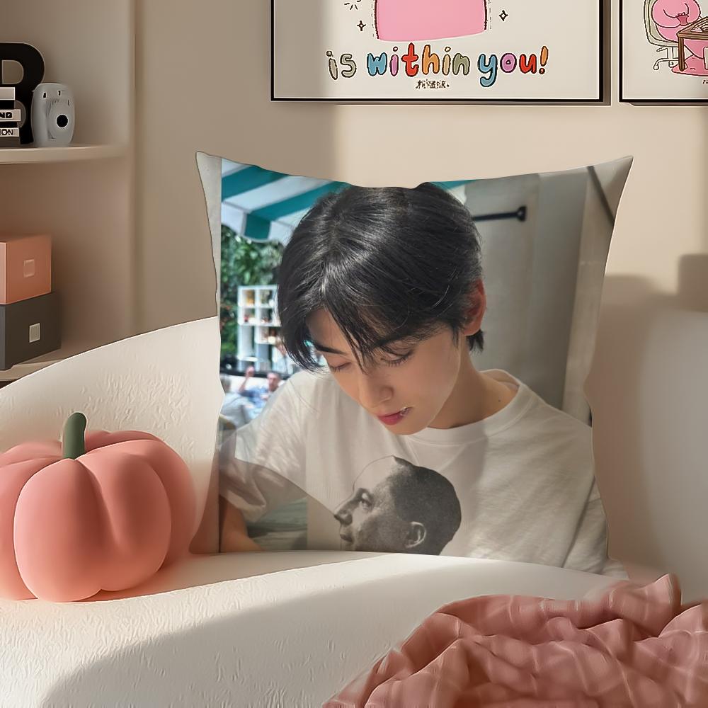 Handsome Kpop Idol CCha EEun Woo Cushion Cover Pillowcase Short Plush Invisible Zipper Room Sofa Cushion Cover