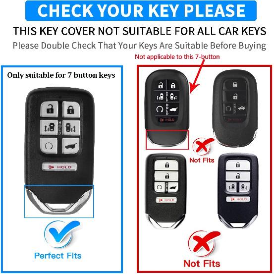 QBUC for Honda Odyssey 7 Button Key Fob Cover Case with Keychain for 2018-2024 Elite Touring EXL Sport EX Case Shell