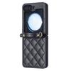 Für Samsung Galaxy Z Flip6 5G/Z Flip5 5G Leder Rückseite Hülle Rauten Handyhülle mit Schultergurt