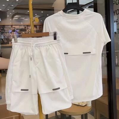 Herren Sommer Sportanzug Große Größe Kurzarm + Shorts Zweiteiliges Set