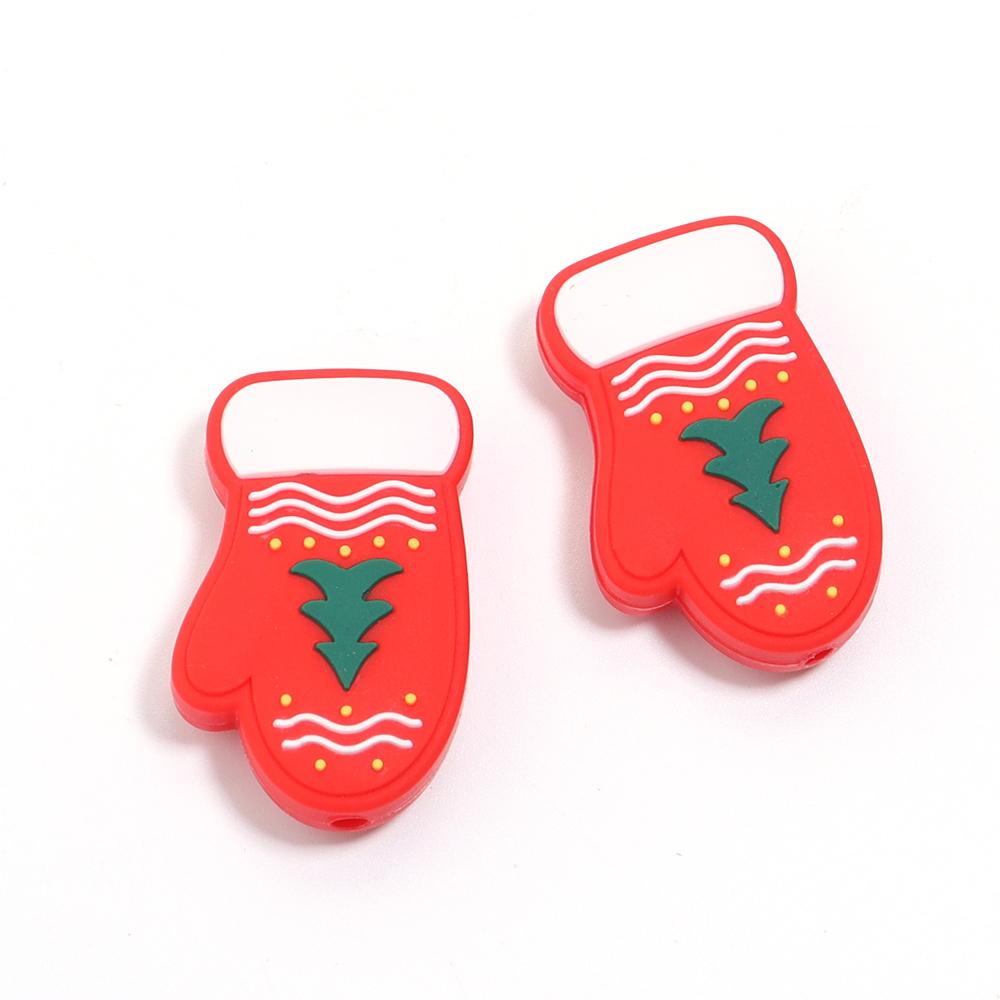 2pcs Silicone Beads Lovely Christmas Series Santa Reindeer Snowman Tree Loose Beads For Jewelry Making DIY Christmas Gifts Decor