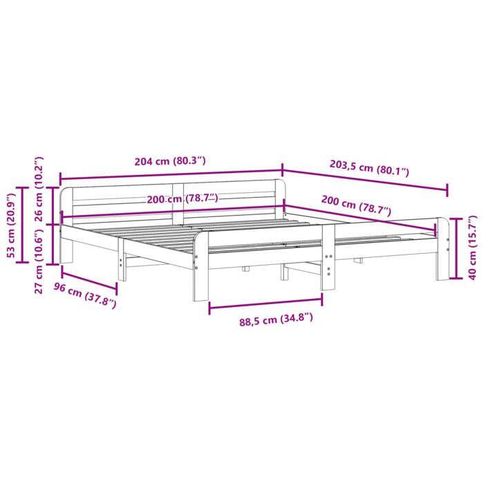 VidaXL Bed Frames Without Mattress White 200x200 Cm Solid Pine Wood 855461