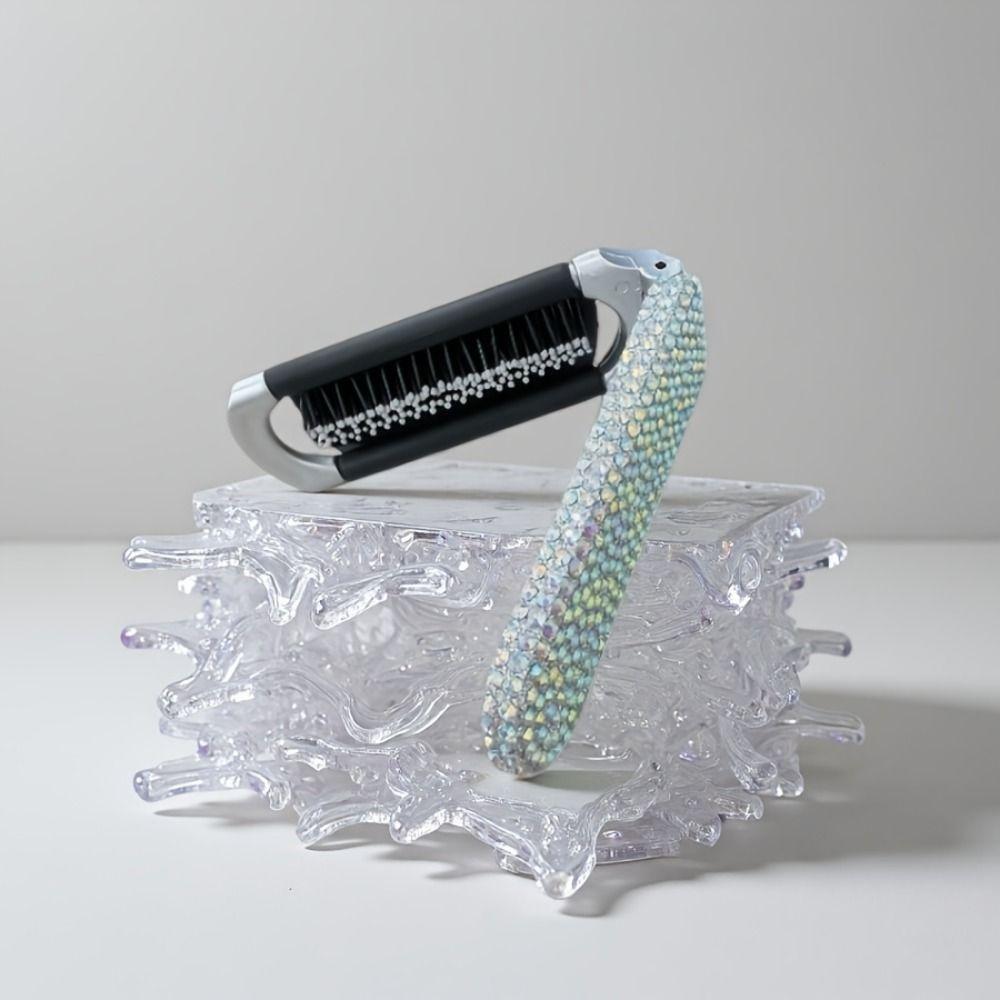 Portable BlingBling Comb Mirror Crystal-Encrusted Rhinestone Hair Comb Gift for Girls