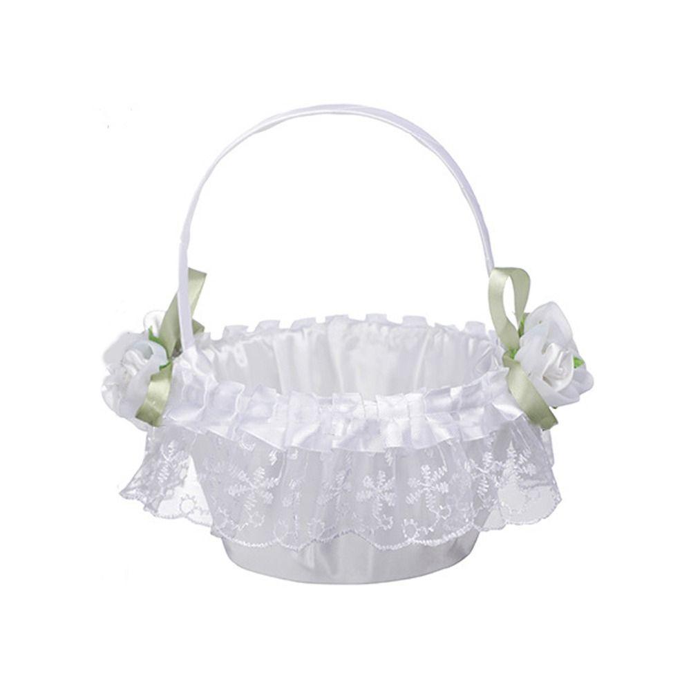 Schleife Schleife Blumenmädchen Korb Rose Blume Satin Schleife Handtasche Süße Hochzeitsfeier Dekorationen Party